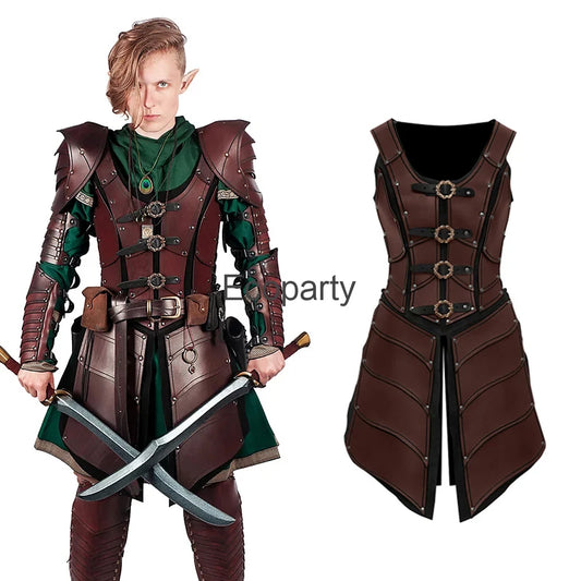 Medieval Viking Knight Pirate Costume Men Renaissance Gothic Pu Leather Body Shoulder Armour Suit Halloween Larp Cosplay Outfits