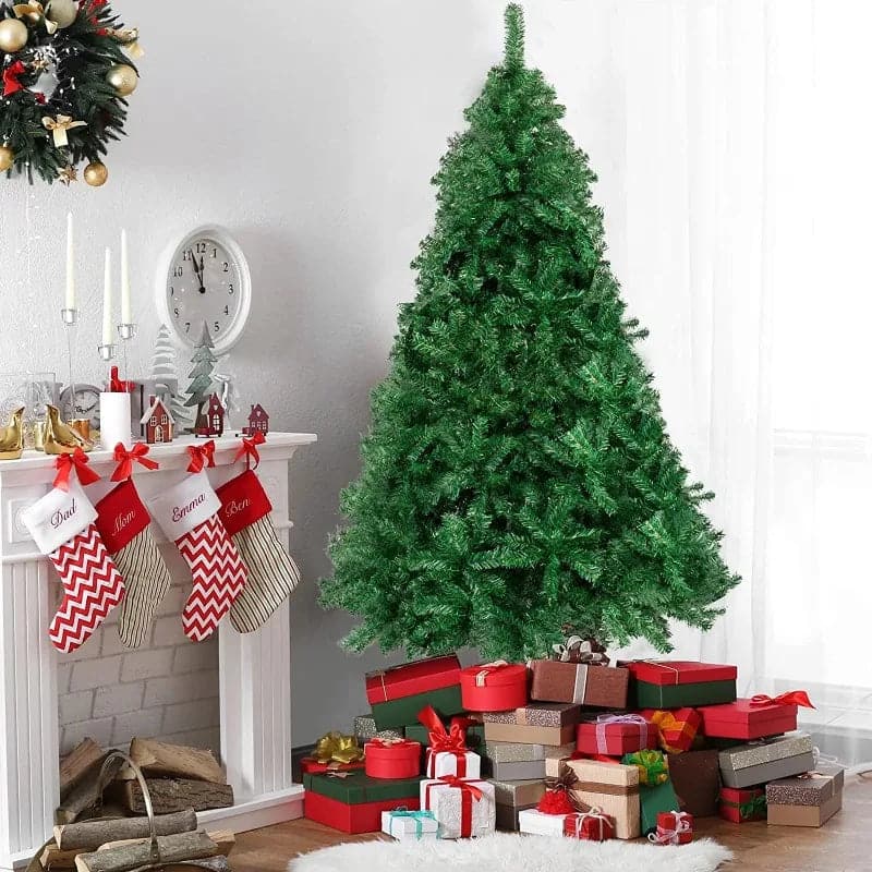Green Christmas Trees 6ft PVC Artificial Christmas Tree with Foldable Metal Base Indoor Outdoor Use, Green