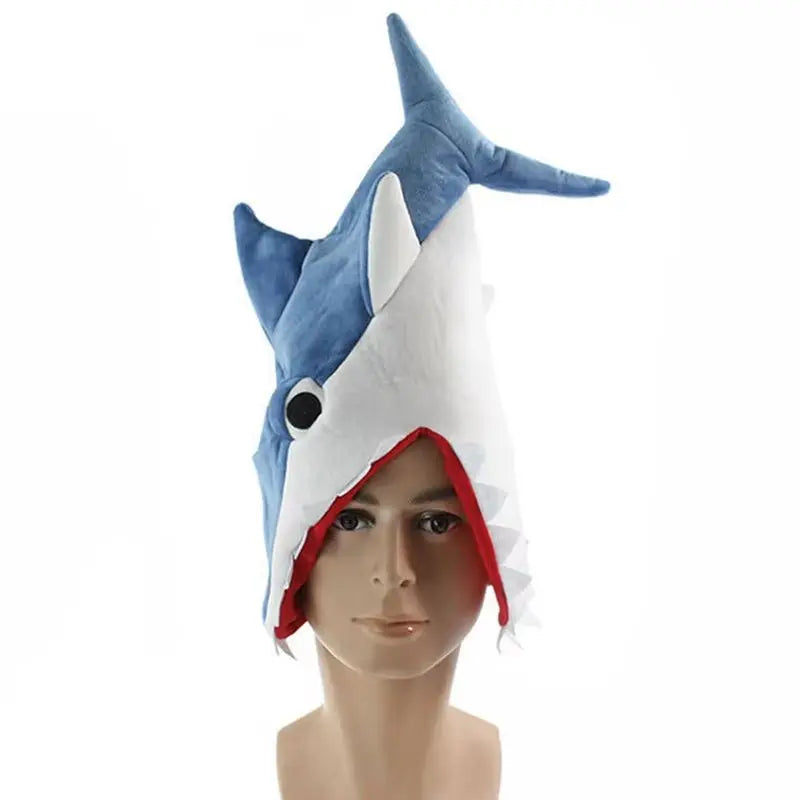 Plush Party Hats for Adults and Kids, Shark Costume Hat, Animal Theme Party, Red, Gray, Blue