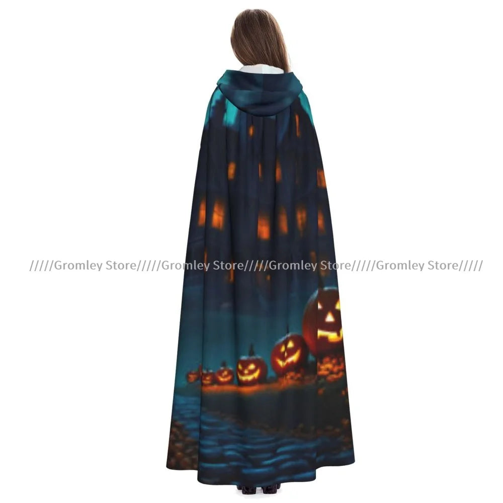 Unisex Halloween Cloak Funny Psychedelic Bats Cape Hooded Medieval Costume Witch Wicca Vampire