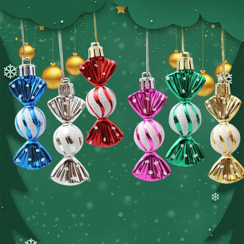 6pcs/box Candy Crutch Icicle Christmas Tree DIY Ornaments New Year Xmas Gifts Christmas Ball Decoration for Home Navidad