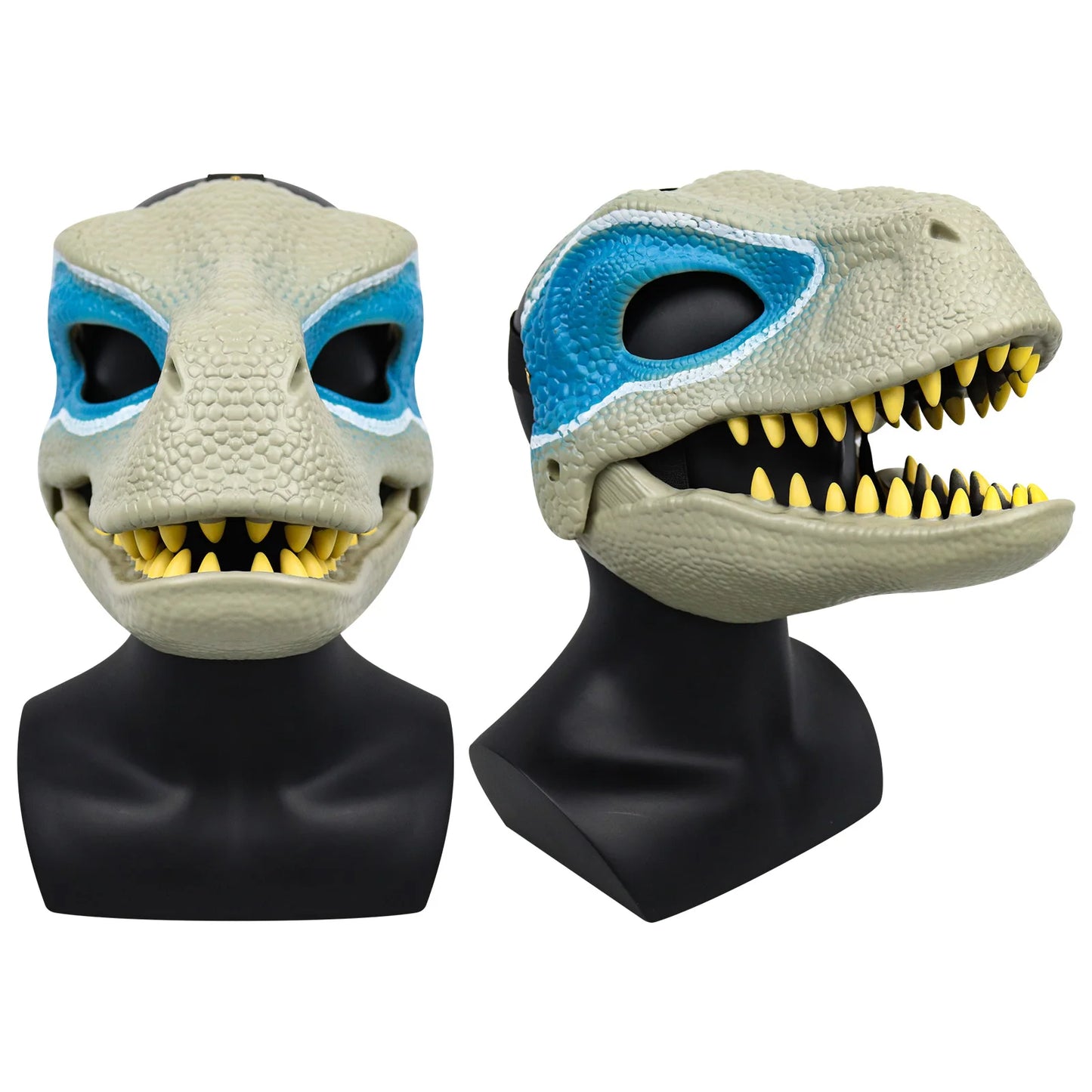 3D Dinosaur Mask Lifelike Raptor Dino Moving Jaw Dinosaur Mask High Quality PVC Headwear Halloween Children Toy Carnival Gift