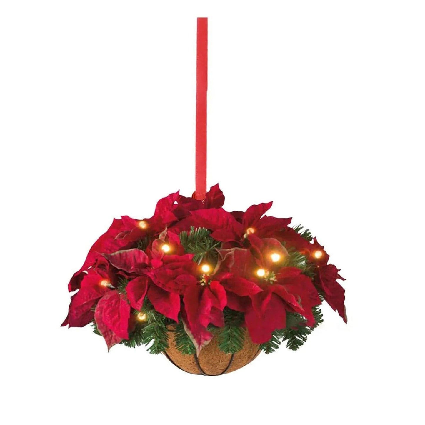 Artificial Hanging Flower Basket Christmas Pendant 2D Green Red Wreath Plant Xmas Tree Ornaments Merry Christmas Decoration Noel