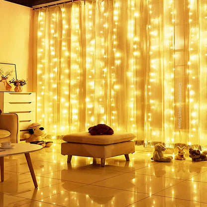 Christmas Curtain Garland LED String Lights Festival Holiday Decorations Fairy Lights For Home Bedroom Wedding New Year Decor