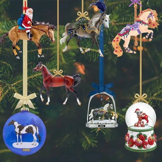 Christmas Tree Horse Ornaments Acrylic Horse Christmas Pendant Ornaments 2D Hanging Craft Pendant Party Decoration Supplies