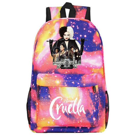 Fashion Disney Movie Cruella de Vil Printed School Backpack Children Girls Boys Schoolbag Harajuku Travel Rucksack Mochila