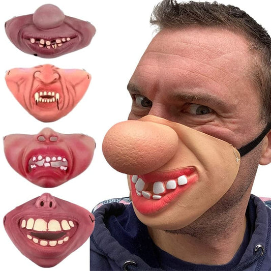 Halloween Funny Latex Half Face Clown Mask Cosplay Humorous Band Horrible Horrible Masks Adult Kids Party Cosplay Decoration