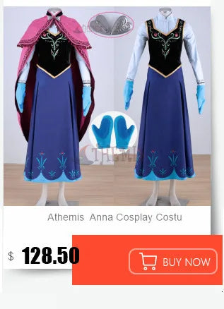 Athemis Movie Ice  Anna Cosplay Dress Princess Coronation Cosplay Costume Custom Made Size Suit Necklace For Halloween Game