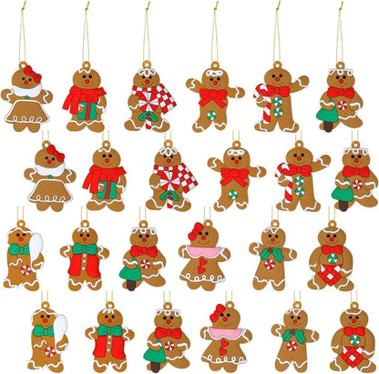 6-12pcs Gingerbread Man Ornaments Xmas Tree Hanging Pendant 2023 Merry Christmas Decorations Home 2024 New Year DIY Charms Gift
