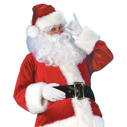 Christmas Santa Claus Cosplay Costume Classic Red Deluxe Velvet Xmas Men Santa Claus Disguise Suit Christmas New Year Party