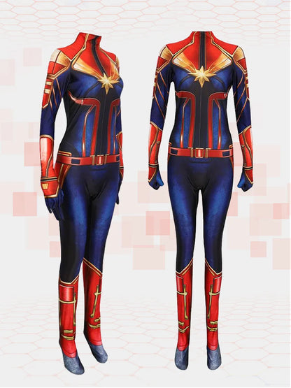 Superhero Captain Marvel Cosplay Costume Movie The Avengers Cosplay Bodysuit Jumpsuit Halloween Costume for Kids Adult