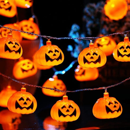 Halloween Pumpkin String Lights Portable DIY Hanging Horror and Funny Atmosphere Halloween Decoration for Home Party Supplies