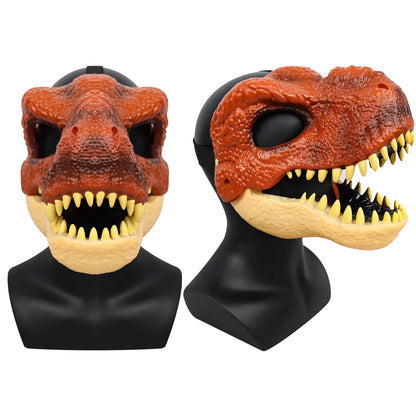 3D Dinosaur Mask Lifelike Raptor Dino Moving Jaw Dinosaur Mask High Quality PVC Headwear Halloween Children Toy Carnival Gift