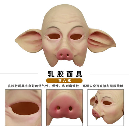 Latex Monk Pig Mask Funny Halloween Cosplay Prop Journey To The West Piggie Accessories Party Supplies