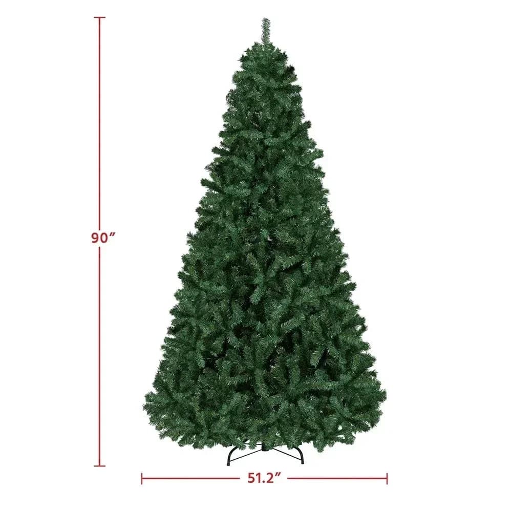 7.5ft Hinged Spruce Artificial Christmas Tree Lifelike Holiday Decorative Tree with Foldable Stand,Green
