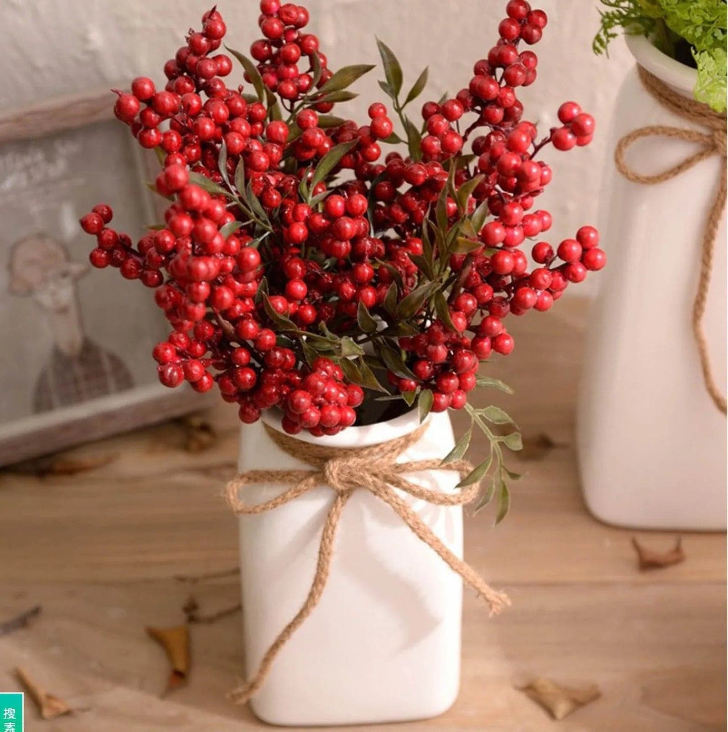 10Pcs Artificial Red Berries Branches Christmas Foam Holly Berry Stems DIY Garland Xmas Tree Decor New Year Party Decorations