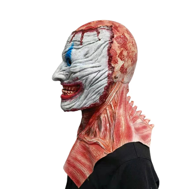 2024 New Halloween Double Rip Mask Bloody Scary Skeleton Latex Mask Scary Cosplay Party Mask Halloween Prop