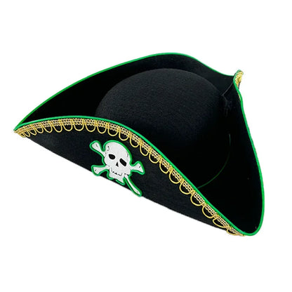 Halloween Cosplay Performance Costume Props Zombie Edge Pirate Boat Long Hat Led Glowing Skull Pirate Hat