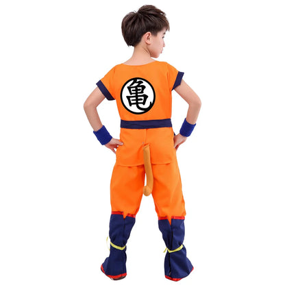 Anime Cosplay Son Goku Costumes Krillin Training Clothes Superhero Outfits with Super Saiyan Wig Comic Con Party Costume