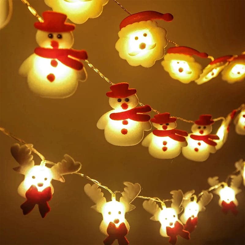 Christmas Snowman LED Garland String Lights Merry Christmas Decor for Home Cristmas Tree Elk Ornament Happy New Year Gifts