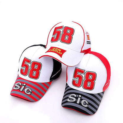 Moto GP Men Women Baseball Cap 58 Marco Simoncelli Motorcycle Racer Snapback Hip Hop Cotton Sun Visor Dad Trucker Hats H032