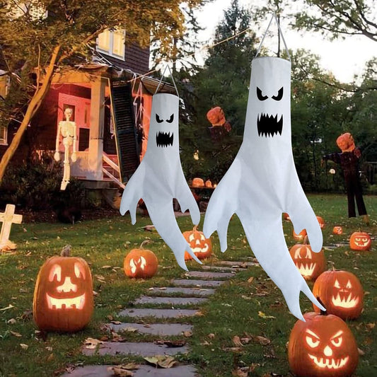 Halloween Colorful Hanging Ghost LED Lights Dress Up Horror Skeleton for Halloween Party Haunted House Yard Outdoor Decoration