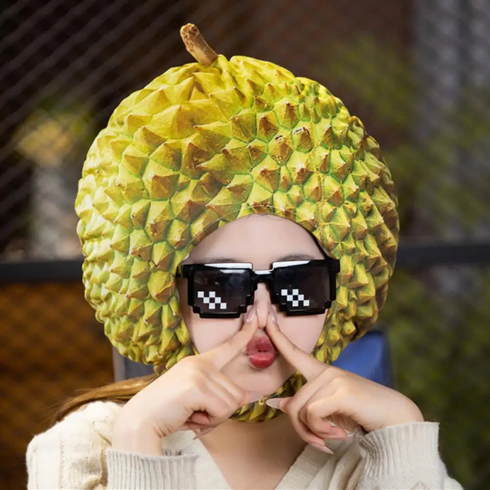 Cartoon Plush Durian Hat Fruit Headgear Simulation Durian Hat Cute Funny Decorative Selfie Cosplay Party Hats Performance Props