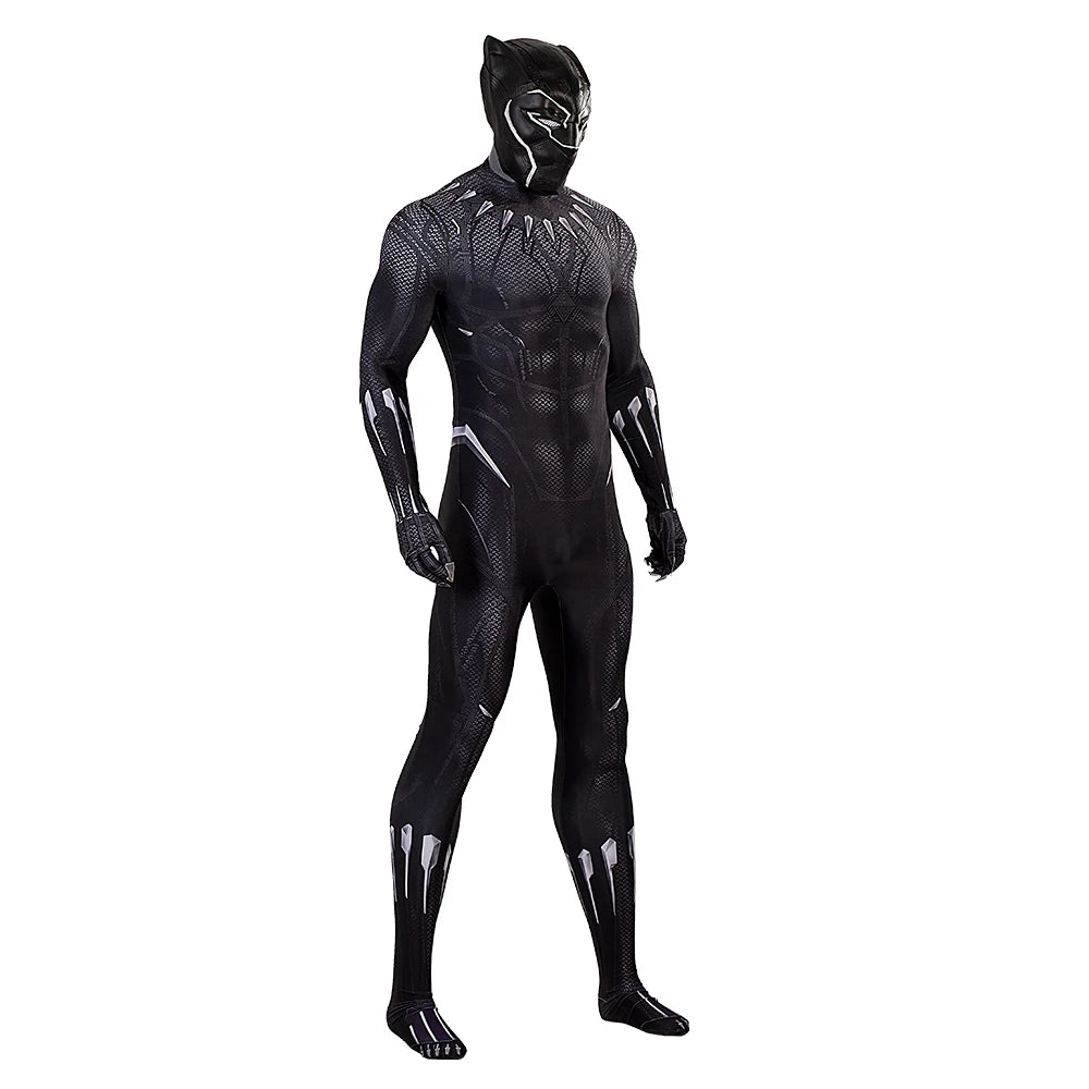 Movie Black SuperHero Costume Lycra Panther Cosplay Jumpsuit 3D Printed Halloween Costume Spandex Bodysuit Zentai  with Mask