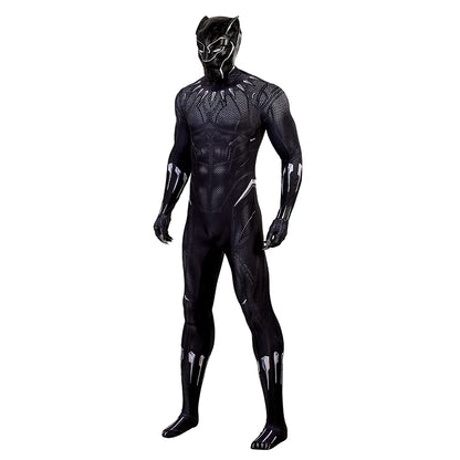 Movie Black SuperHero Costume Lycra Panther Cosplay Jumpsuit 3D Printed Halloween Costume Spandex Bodysuit Zentai  with Mask