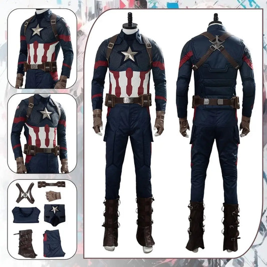 Fantasia Captain Cosplay Steve Costume America Disguise for Adult Men Clothes Superhero Outfits Halloween Carnival Party Suit