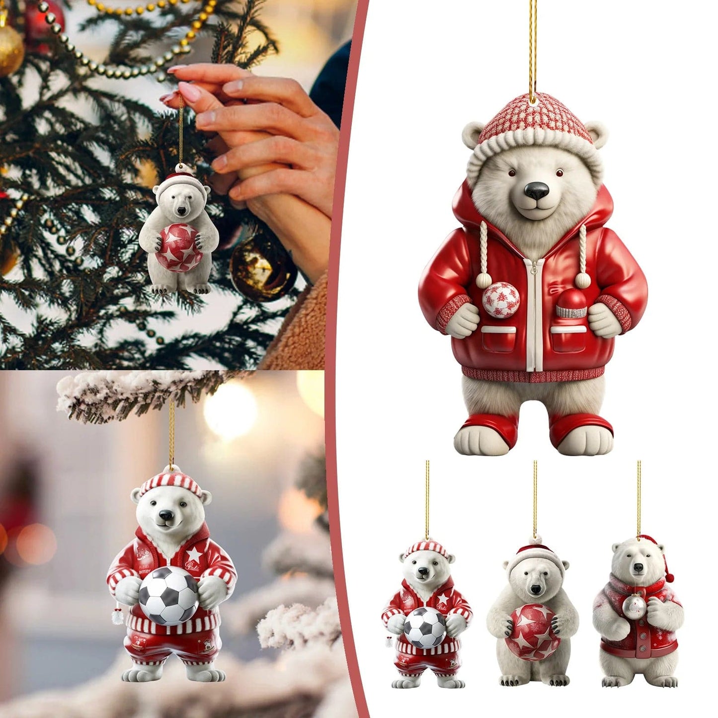 New Adorable Polar Bear Christmas Tree Hanging Ornaments Creative Personality House Christmas Decoration 2024