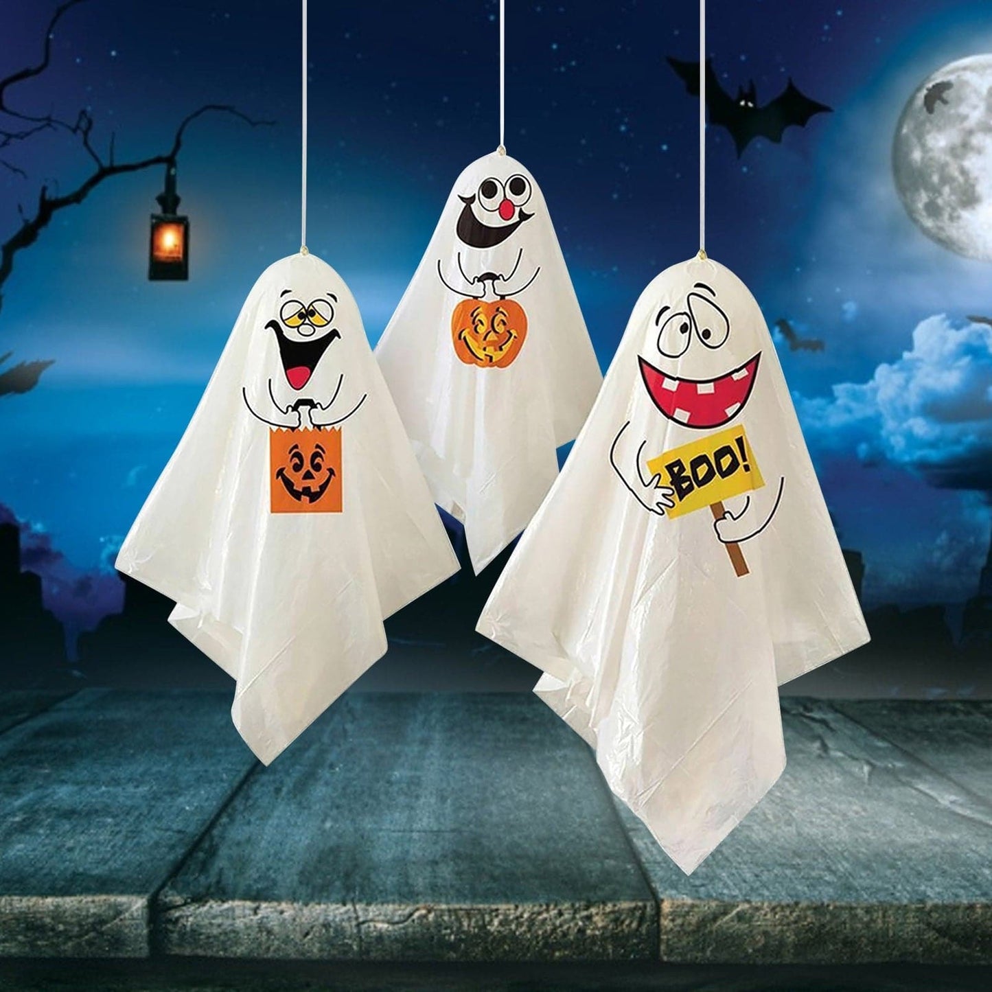 3pcs Halloween Hanging Ghosts: Spooky Party Dress Up