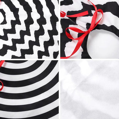 Interval Black and White Short Stripe Plush Christmas Tree Skirt Double Layer Decoration Mat