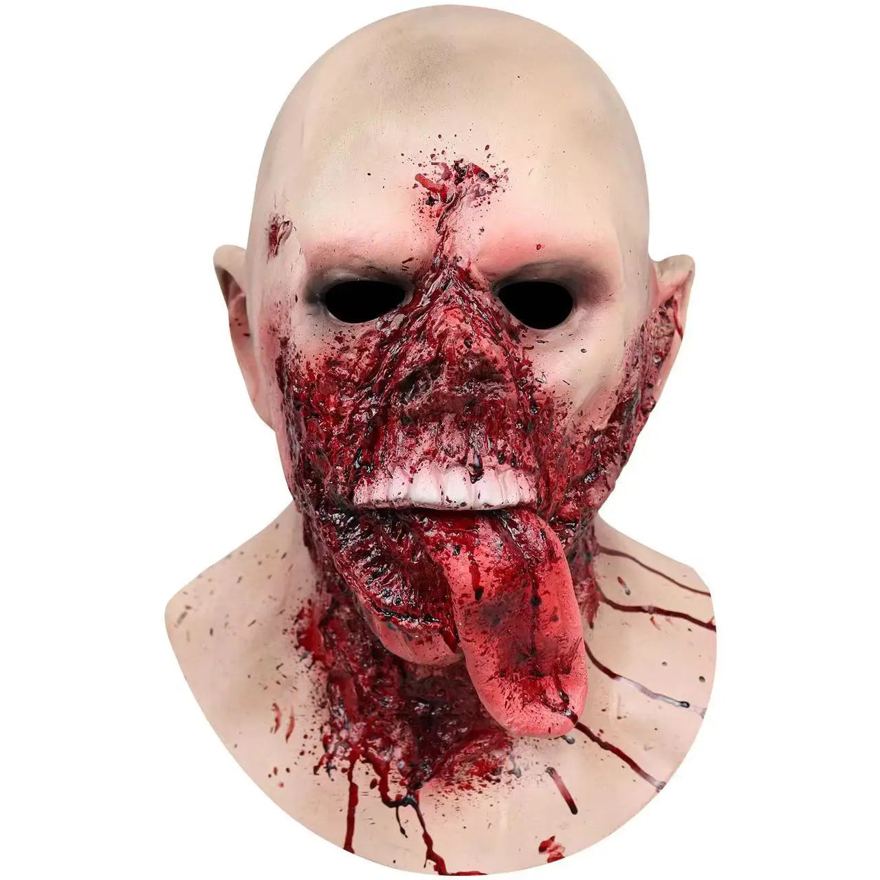 Zombie Tongue Latex Mask for Halloween, Melting Face, Walking Dead, Scary Costume Props